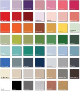 color chart from handbag manufacturer