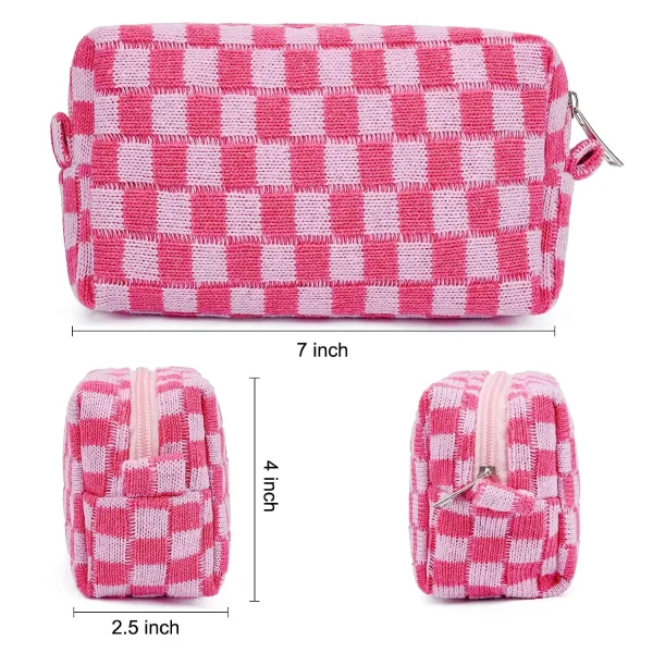 custom-checkered-cosmetic-bag-pink-green-makeup-pouch-3