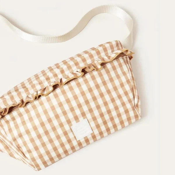 ladies-custom-logo-nylon-ruffle-plaid-waist-bag